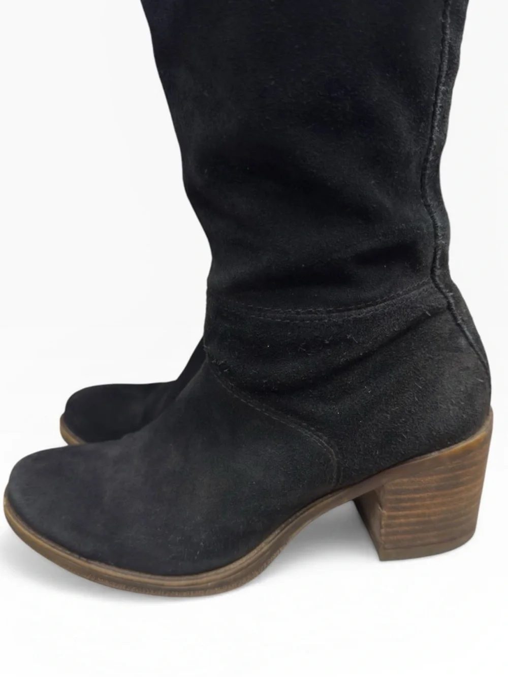 Lucky Brand Ramsden Over The Knee Boots Black Suede Block Heel Size US 8